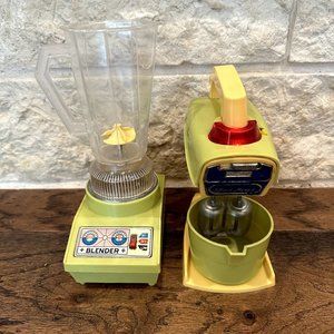 2X Vintage 1960's Toy Sears MIXER (working) & BLENDER (non working) Avocado Gree